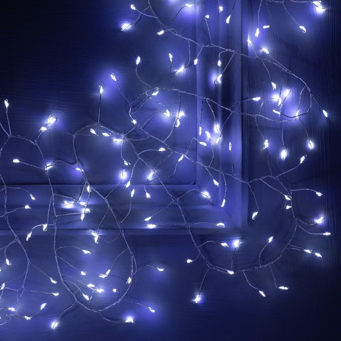 Гирлянда «Мишура» 6 м роса, IP20, серебристая нить, 480 LED, свечение ...