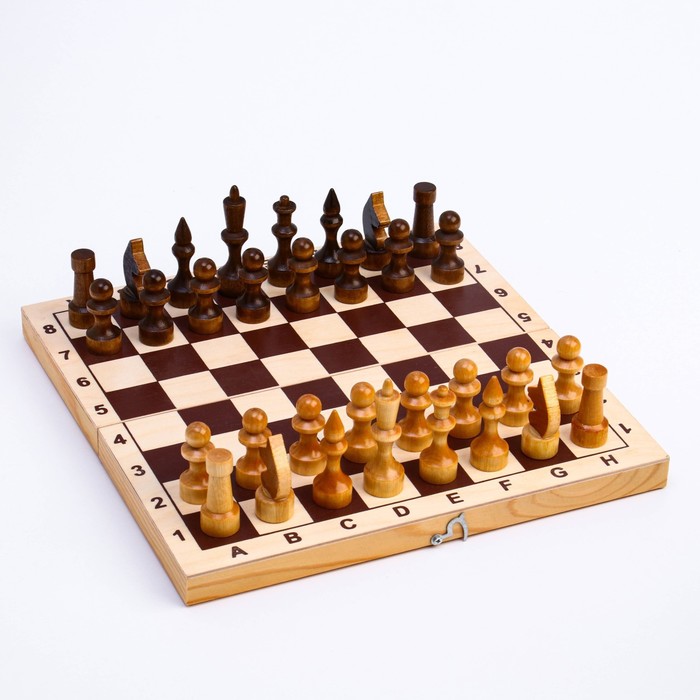 Шахматные фигуры обиходные, дерево, король 7.2 см, пешка 4.5 см, d-2 см - фото 1907506939