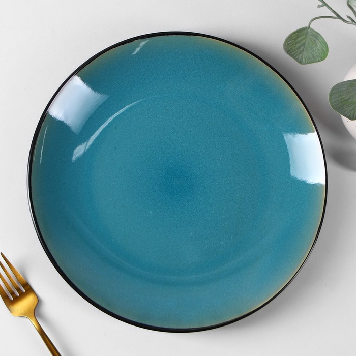 Тарелка керамическая обеденная Доляна «Глянец», d=26 см, цвет голубой - Фото 1