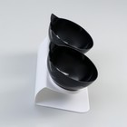 Миски пластиковые на белой подставке 27,5 х 14 х 15 см чёрная/черная - Фото 3