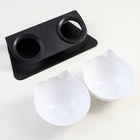 Миски, 27.5×14×15 см, 2 шт., на чёрной подставке, пластик, белые 7519734