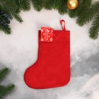 Носок для подарков "Снеговик с колокольчиками" 15х20 см, красно-бежевый - Фото 2