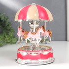 Сувенир музыкальный механический свет "Карусель - кони" розовая 10,5х10,5х15 см - фото 9911836