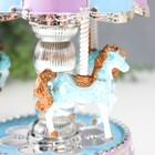 Сувенир музыкальный механический свет "Карусель - кони" голубая 10,5х10,5х15 см - Фото 4