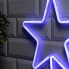 Неоновая вывеска «Звезда» 28 × 28 см, батарейки ААх3 (не в комплекте), USB, свечение голубое - Фото 3