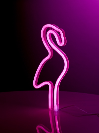 Неоновая вывеска «Фламинго» 14.5×28 см, батарейки ААх3 (не в комплекте), USB, свечение розовое