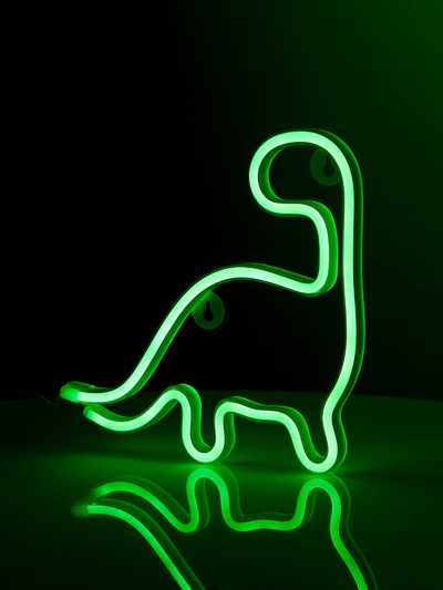 Неоновая вывеска «Динозавр» 24×24 см, батарейки ААх3 (не в комплекте), USB, свечение зелёное