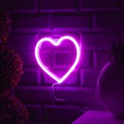 Неоновая вывеска «Сердце» 20 × 20 см, батарейки ААх3 (не в комплекте), USB, свечение розовое - фото 319732680
