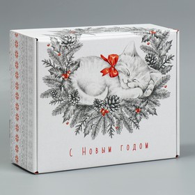 

Коробка складная «С Новым годом, котенок», 27 × 21 × 9 см