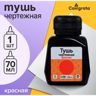 Тушь жидкая красная 70 мл, для графических, чертёжных и чертёжно-оформительских работ - Фото 1