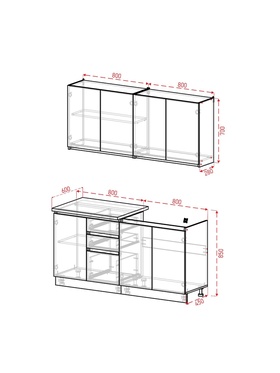 Кухонный гарнитур прямой «Клик Мебель. Стиль», с столешницей, 1600 мм, цвет белый