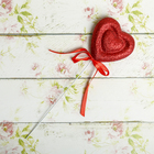 Сердце сувенирное на палочке блёстка d=6 см "Двойное", красный - Фото 3