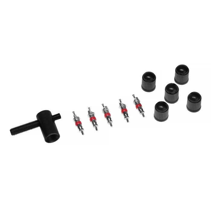 Набор автолюбителя №1, 5 колпачков, пластик, 5 золотников коротких, ключ - Фото 1