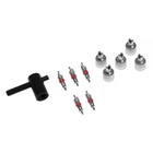 Набор автолюбителя №2, 5 колпачков, металл, 5 золотников коротких, ключ - Фото 1