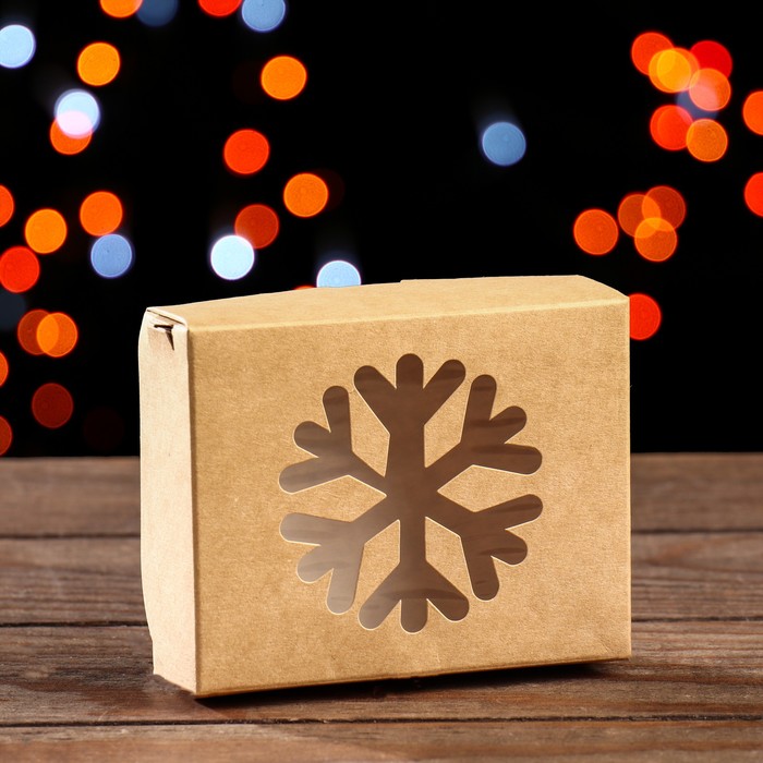 Коробка складная "Снежинка", крафт, 10 х 8 х 3,5 см - Фото 1