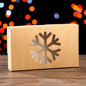 Коробка складная "Снежинка", крафт, 20 х 12 х 4 см