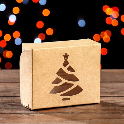 Коробка складная "Елочка", крафт, 10 х 8 х 3,5 см
