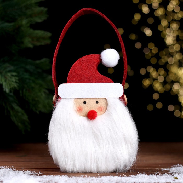 Новогодняя корзинка для декора «Дед Мороз» 12,5 × 8,5 × 24 см - Фото 1