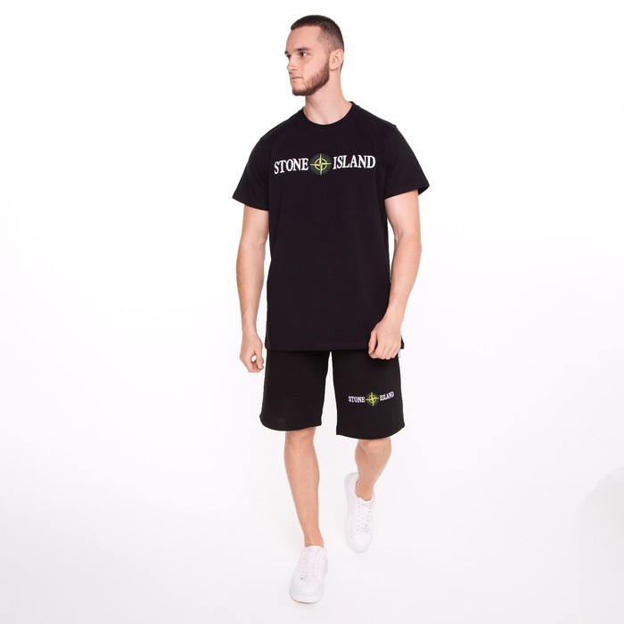 Костюм мужской (футболка/шорты), цвет чёрный/принт МИКС, размер S 56113