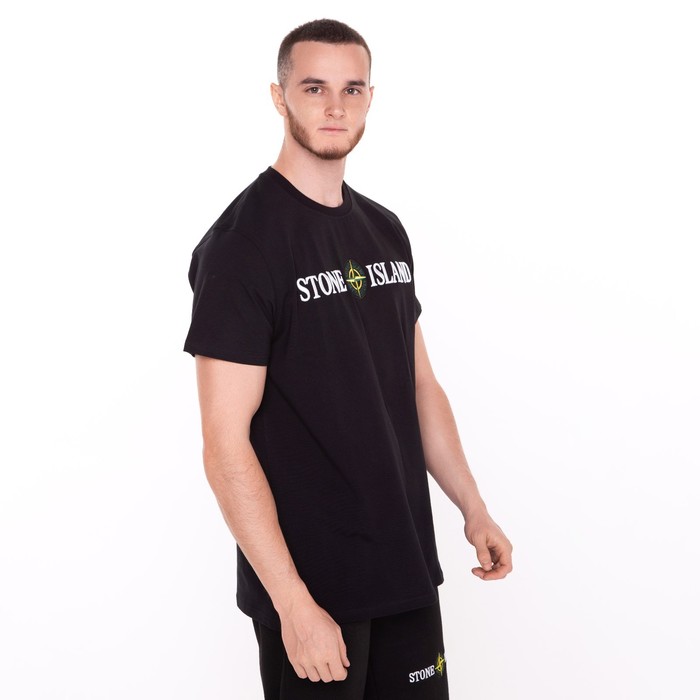 Костюм мужской (футболка/шорты), цвет чёрный/принт МИКС, размер L 56115