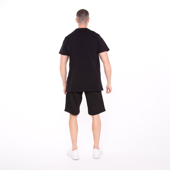 Костюм мужской (футболка/шорты), цвет чёрный/принт МИКС, размер L 56115