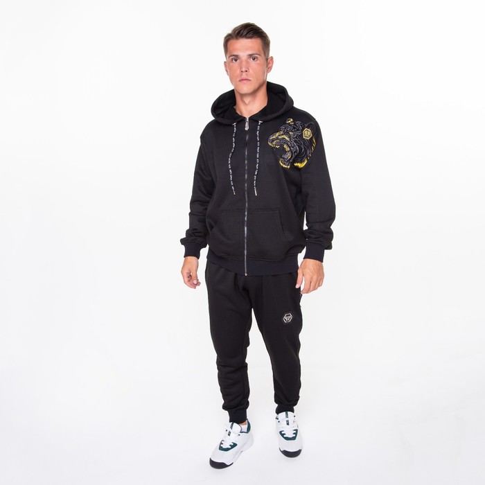 Костюм мужской (толстовка/брюки), цвет чёрный, размер XL 56118