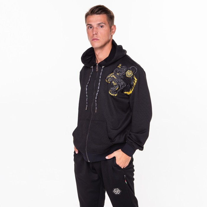 Костюм мужской (толстовка/брюки), цвет чёрный, размер XL 56118