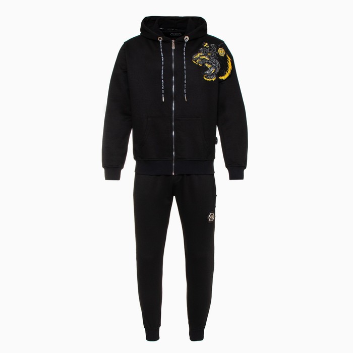 Костюм мужской (толстовка/брюки), цвет чёрный, размер XL 56118