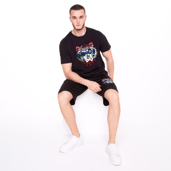 Костюм мужской (футболка/шорты), цвет чёрный, размер S 56121