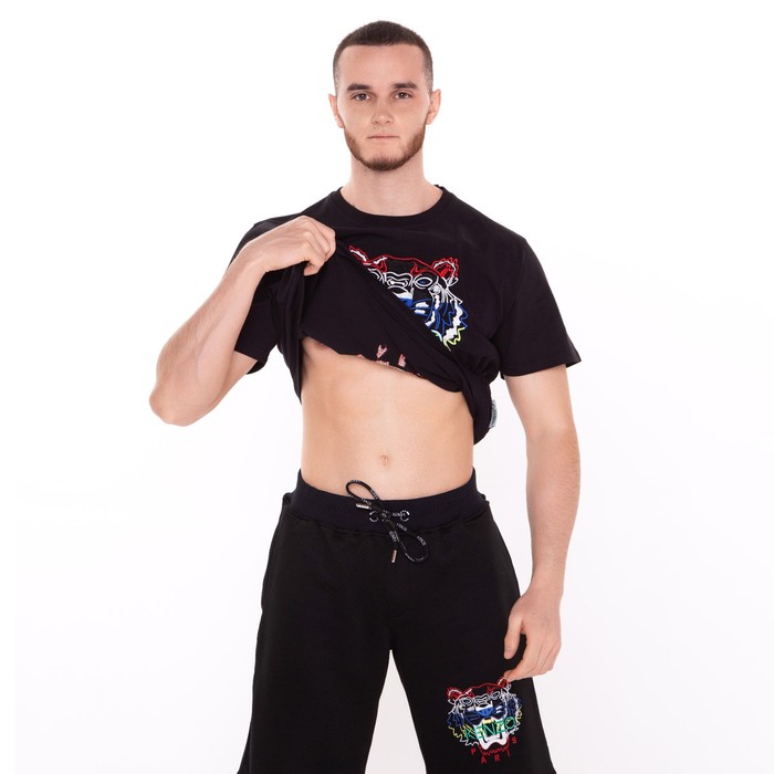 Костюм мужской (футболка/шорты), цвет чёрный, размер 2XL 56124