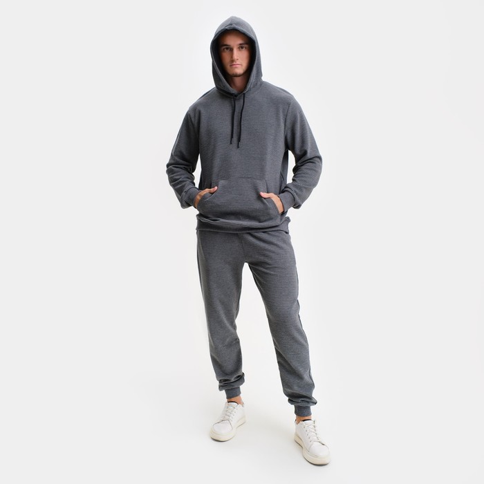 Костюм мужской (толстовка/брюки), цвет серый, размер M 56126
