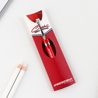 Ручка металл шариковая «Спорт российский», синяя паста, 1 мм, фурнитура серебро