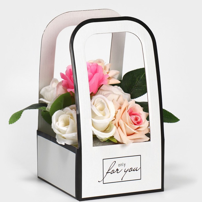 Коробка-переноска для цветов «For you», 12 × 12 × 22 см - Фото 1