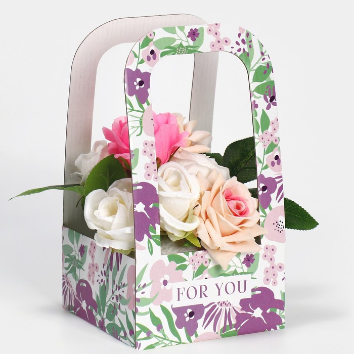 Коробка-переноска для цветов «Only for you», 12 × 12 × 22 см - Фото 1