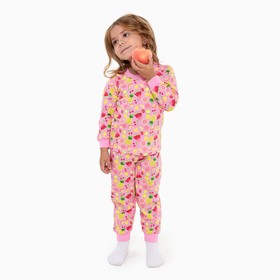 Пижама для девочки, цвет розовый/фрукты, рост 104 см