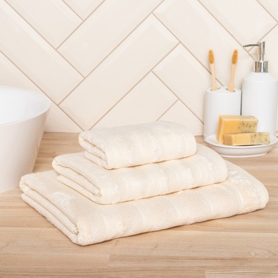 Полотенце махровое "Этель" Bamboo Milk 50х90 см, 70% хл, 30% бамбук, 450гр/м2