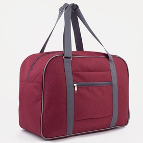 Сумка дорожная на молнии, наружный карман, держатель для чемодана, цвет бордовый