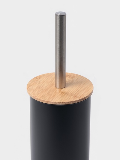Ёршик для унитаза с подставкой SAVANNA BAMBOO, 9.5×38 см, чёрный