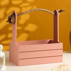 Ящик - кашпо деревянный 25х15х30 "1 сентября" пудра - фото 24740130