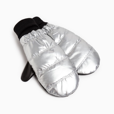 Варежки женские MINAKU: Hello, winter!, размер 23 см, двойные, серебро, чёрные