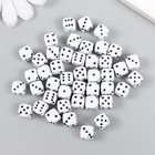 Бусины для творчества пластик "Белый игральный кубик" чёрные точки набор 20гр 0,8х0,8х0,8 см   78118 - Фото 1