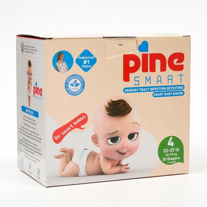 

Подгузники детские умные Pine Smart 4 Maxi, 10 - 17 кг, 20 шт.