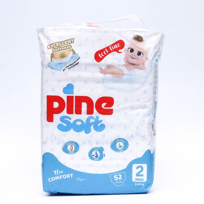 Подгузники детские Pine Soft 2 Mini (3 - 6 kg), 52 шт - Фото 1