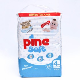 Подгузники детские Pine Soft 4+ Maxi Plus (9-16 kg), 64 шт 9197599