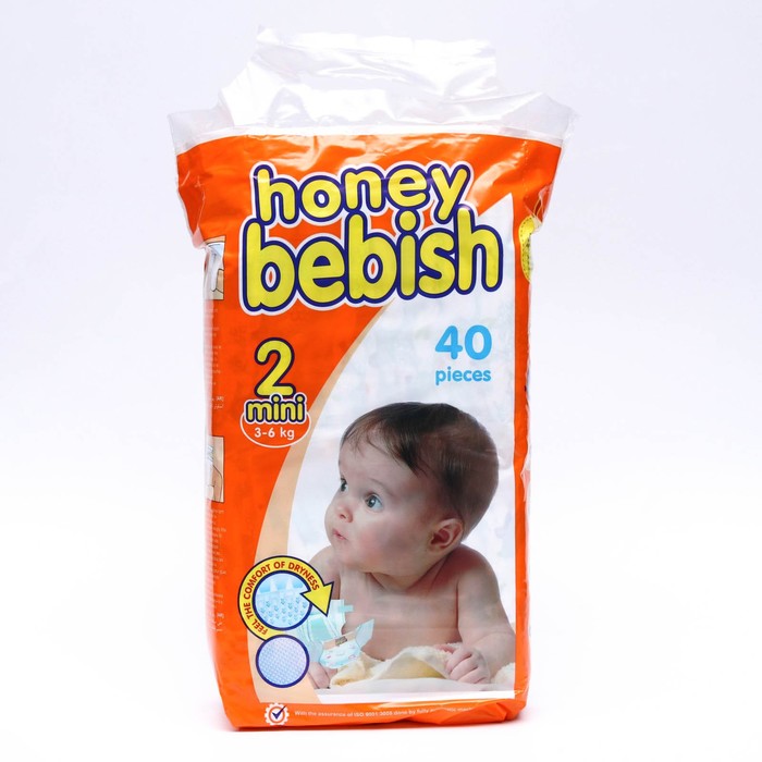 Подгузники детские Bebish 2 Mini (3 - 6 kg), 40 шт - Фото 1