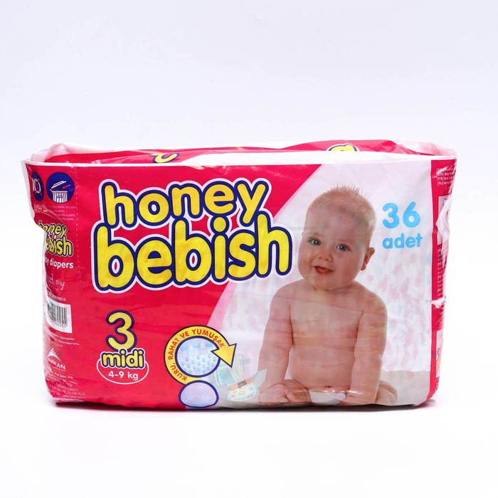 Подгузники детские Bebish 3 Midi (4 - 9 kg), 36 шт - Фото 1