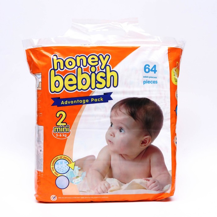 Подгузники детские Bebish 2 Mini (3 - 6 kg), 64 шт - Фото 1