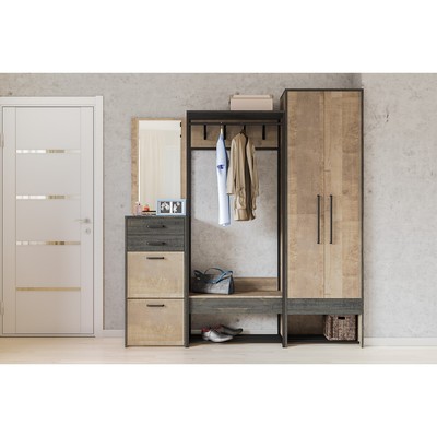 Тумба для обуви в прихожую «Трувор 13.241.01», 500×370×1069 мм, цвет дуб гранж песочный/интра