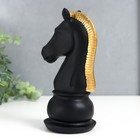 Сувенир полистоун "Шахматная фигура. Конь" чёрный с золотой гривой 19,5х10х8 см - фото 7789905