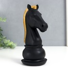Сувенир полистоун "Шахматная фигура. Конь" чёрный с золотой гривой 19,5х10х8 см - фото 7789906